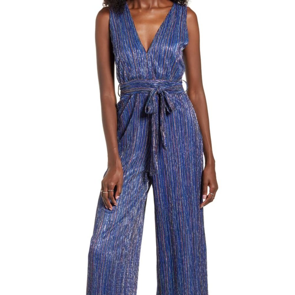 4SI3NNA Lorraine Metallic Stripe Jumpsuit #. Special events  holidays new year